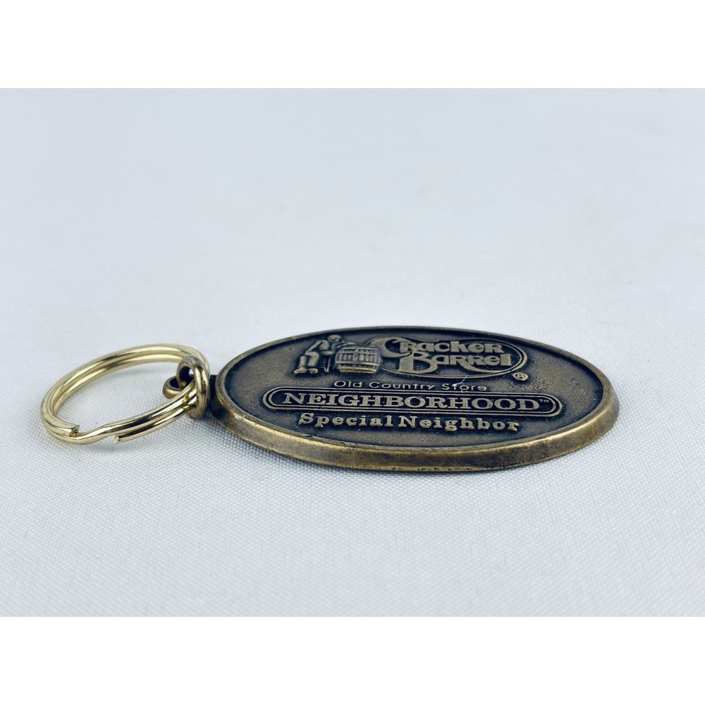Cracker‎ Barrel Neighborhood Special Neighbor Metal Keychain Brass Country - Picture 3 of 7